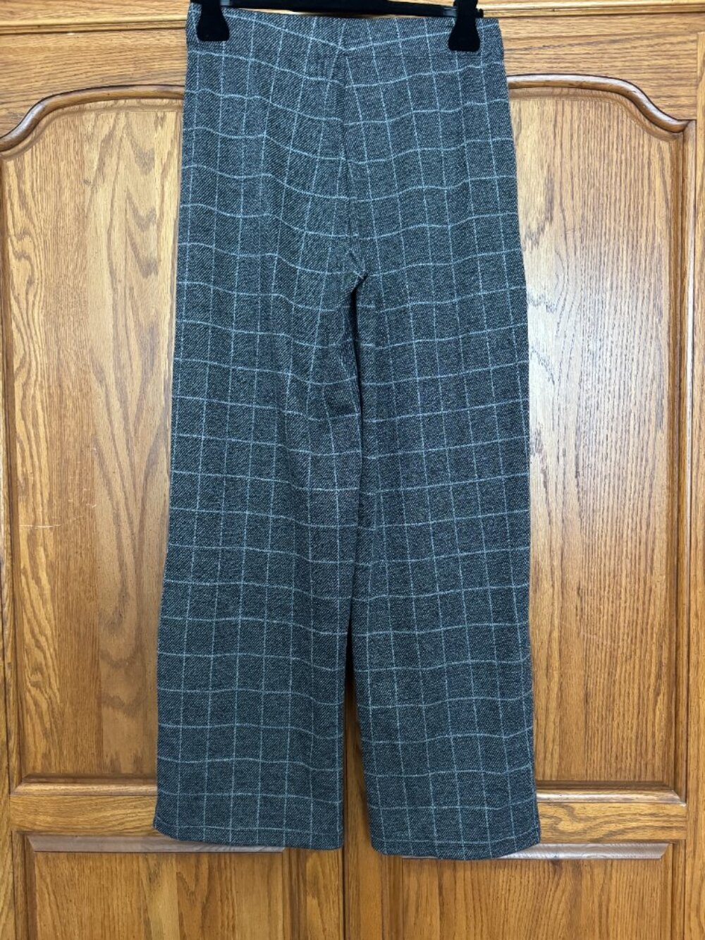 Max Studio Gray Windowpane Wide-Leg Trousers image 2